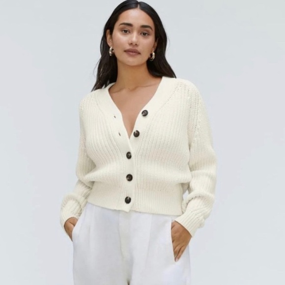 Everlane Sweaters - Everlane The Texture Cotton Chunky Knit Cardigan XS Old Money Academia